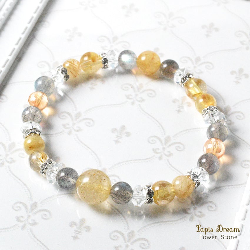 お金の運気を開花させるお守り | ルチルクォーツとゴールデンオーラのパワーストーン ブレスレット