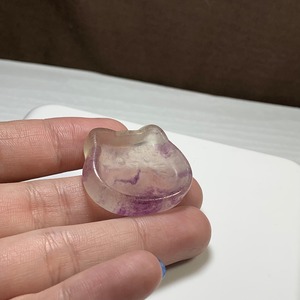 18.可愛い猫顔☆フローライト猫皿