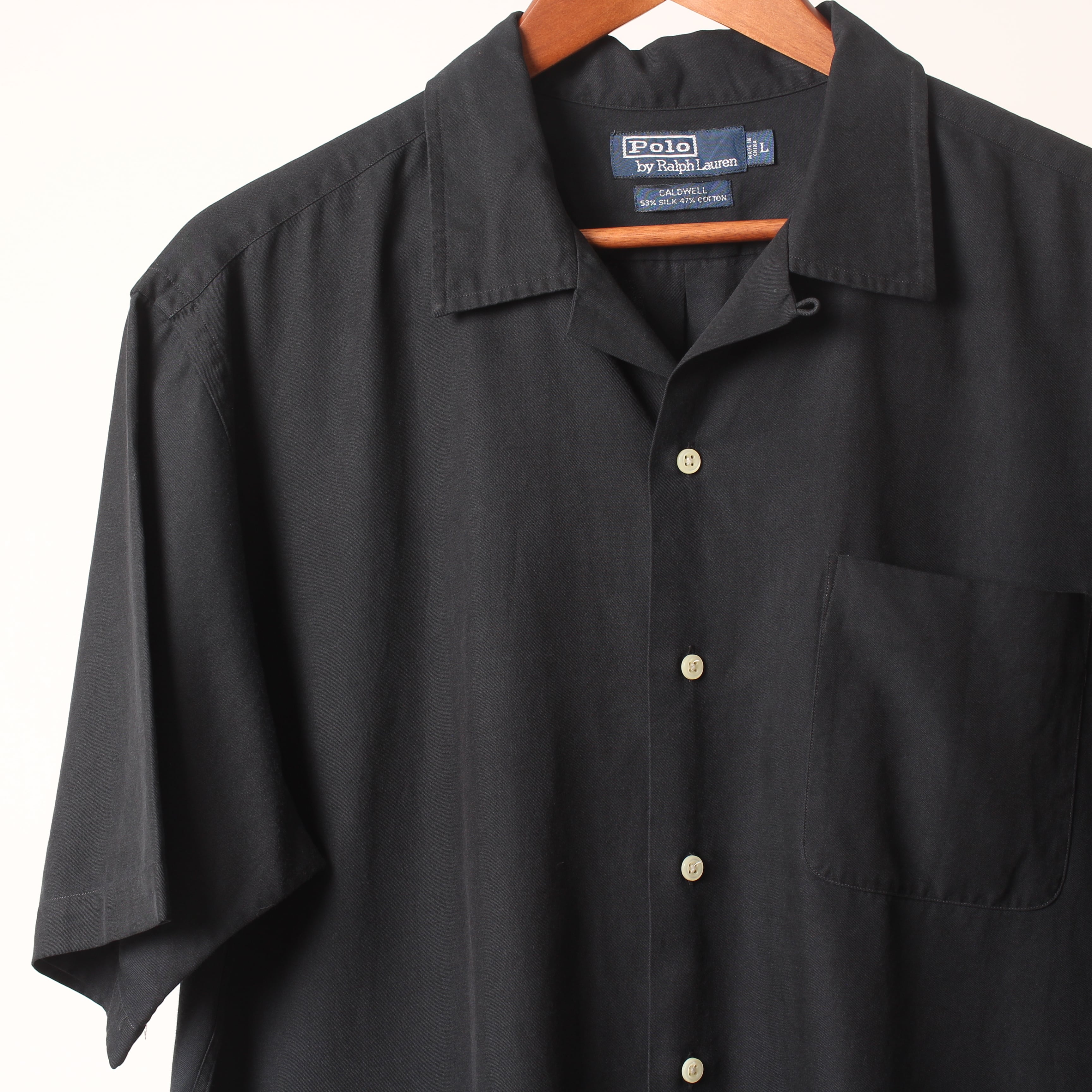 1990s～Polo by Ralph Lauren CALDWELL BLACK SILK COTTON S/S BOX