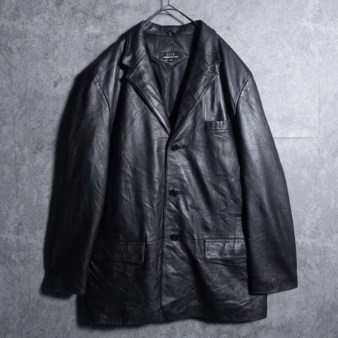 “JONES NEW YORK” Black Leather Tailored Jacket | 古着屋 FORCE