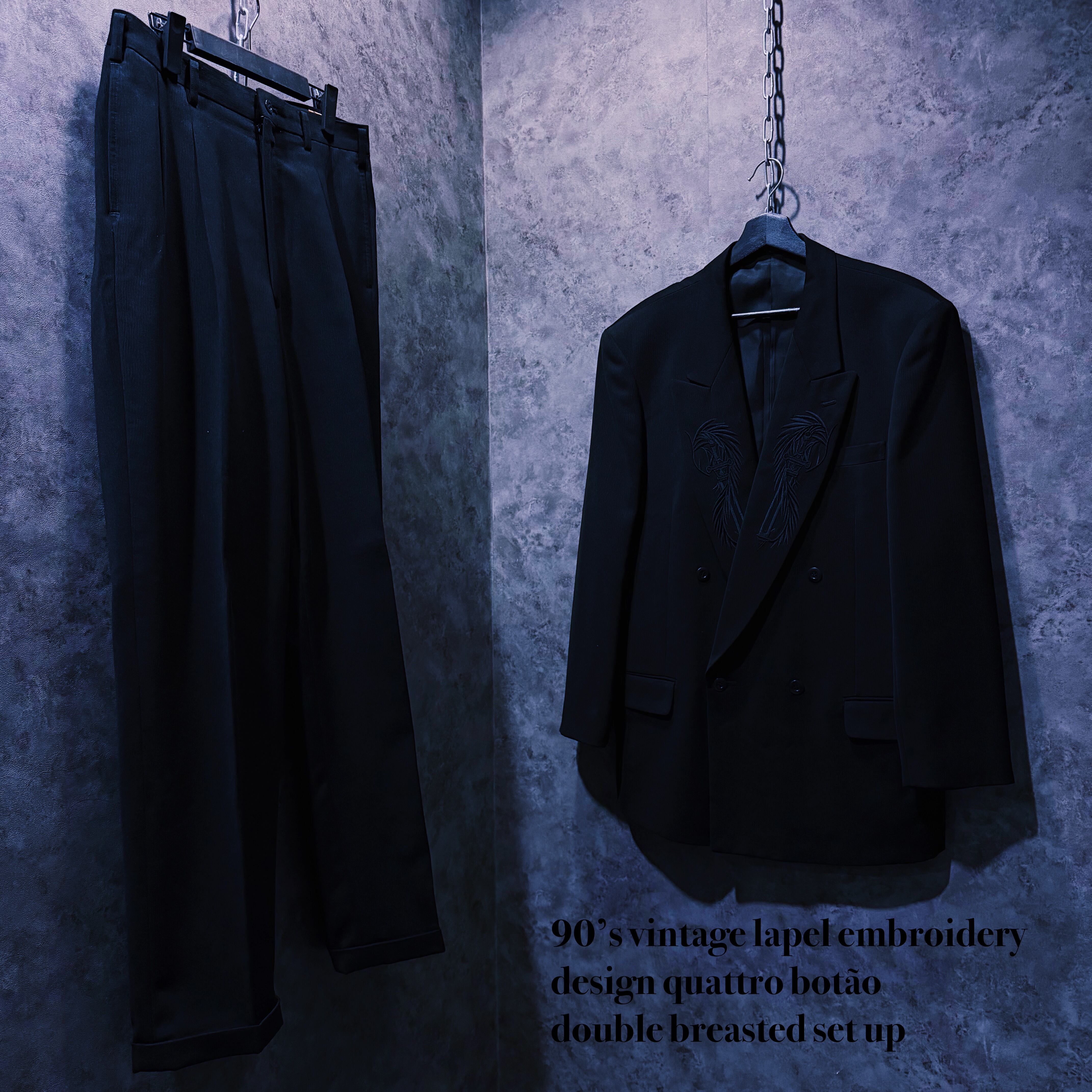 【 doppio】90’s vintage lapel embroidery design quattro botão double breasted set up
