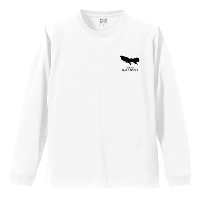 《群馬》 緯度経度ミニマルロングスリーブTシャツ｜地図×地名×ワンポイントデザイン