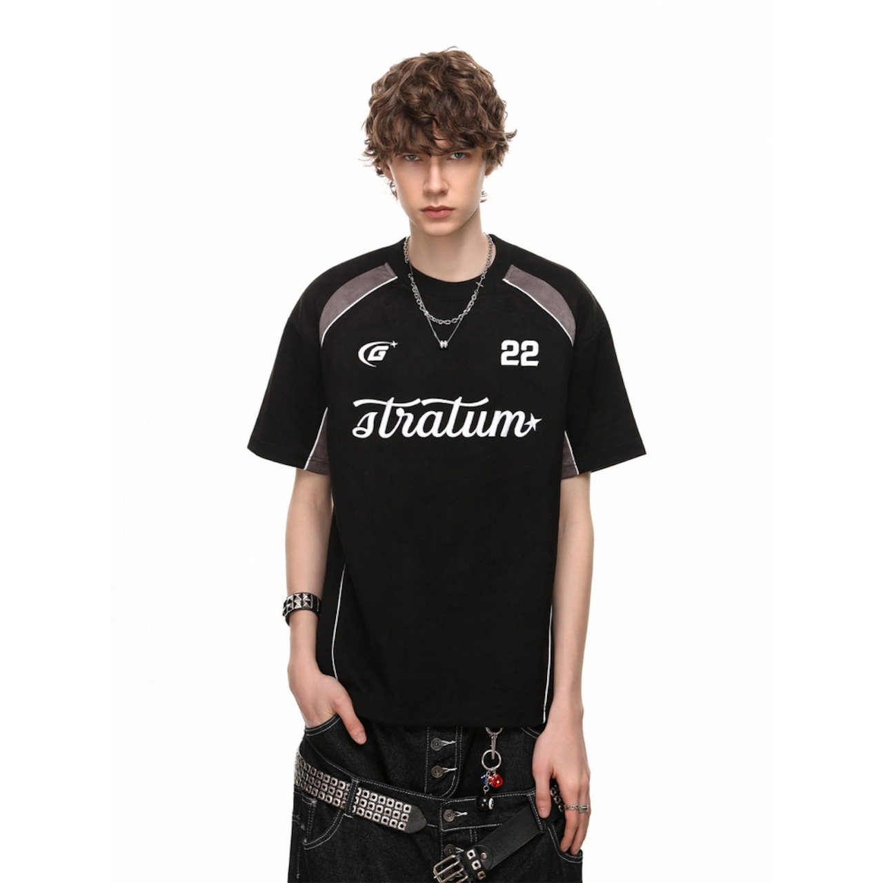 VINTAGE ストリート 刺繍スエード Tシャツ T2172