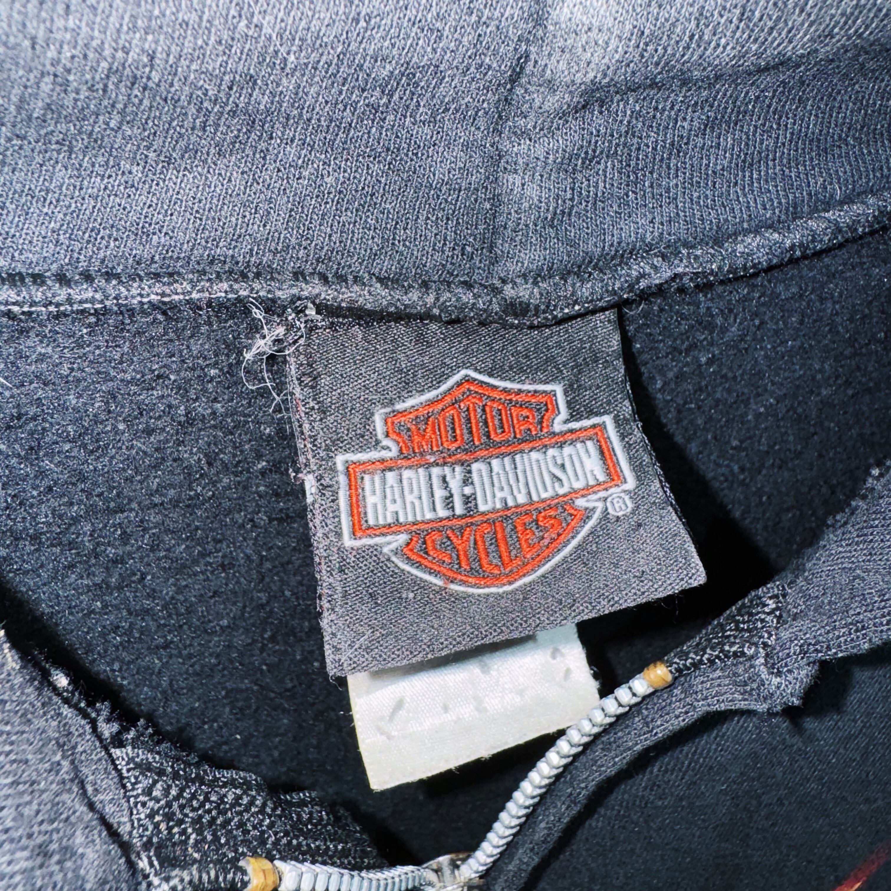 Harley-Davidson”Fire pattern design boro custom zip-up hoodie | ayne