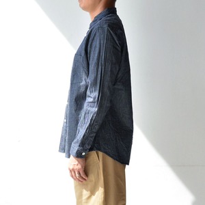 リネン RINEN 6オンスノットインディゴデニム レギュラーカラーシャツ(38050)ネイビー(05)【レターパックプラス可】