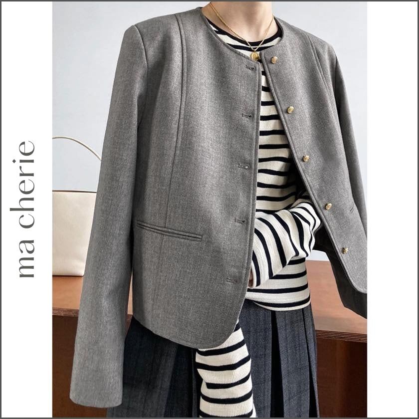 round neck collarless jacket m0229