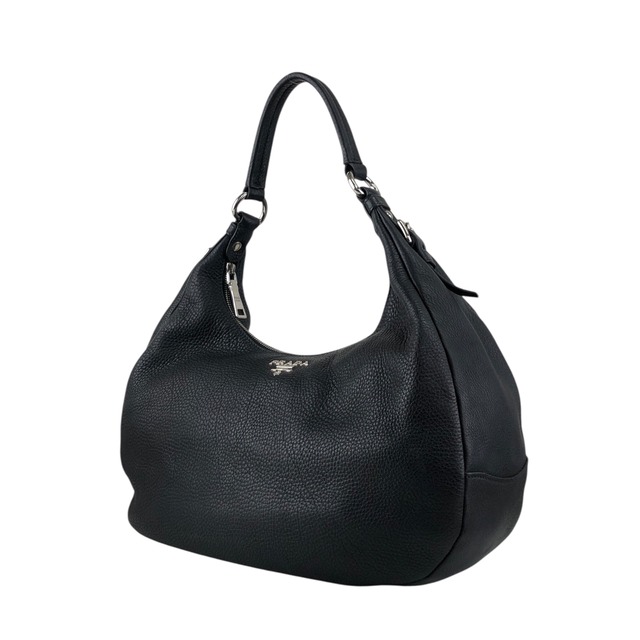 PRADA プラダ ショルダーバッグ ブラック ロゴ レザー ホーボーバッグ vintage ヴィンテージ オールド 53rvk2