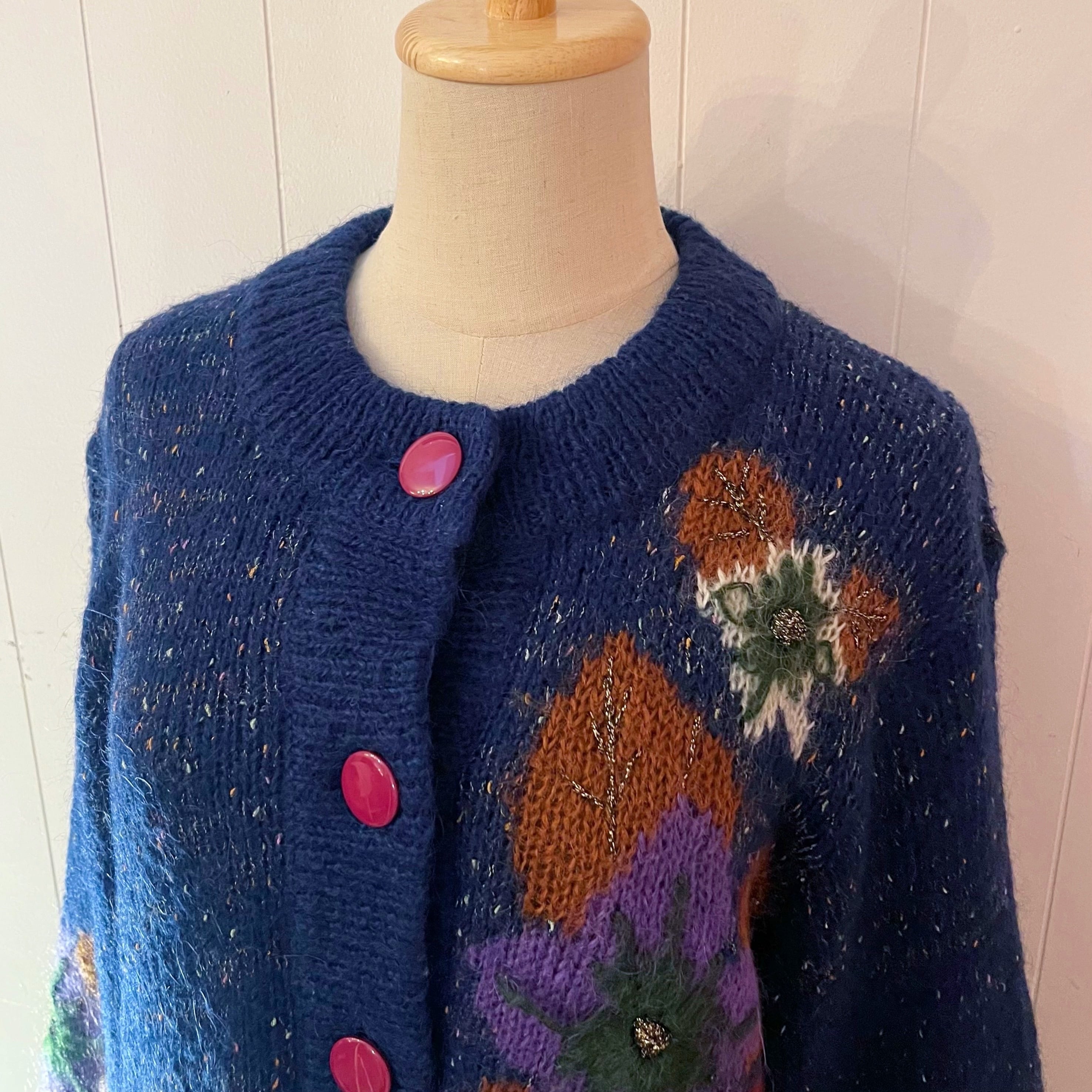 lame flower liner knit cardigan
