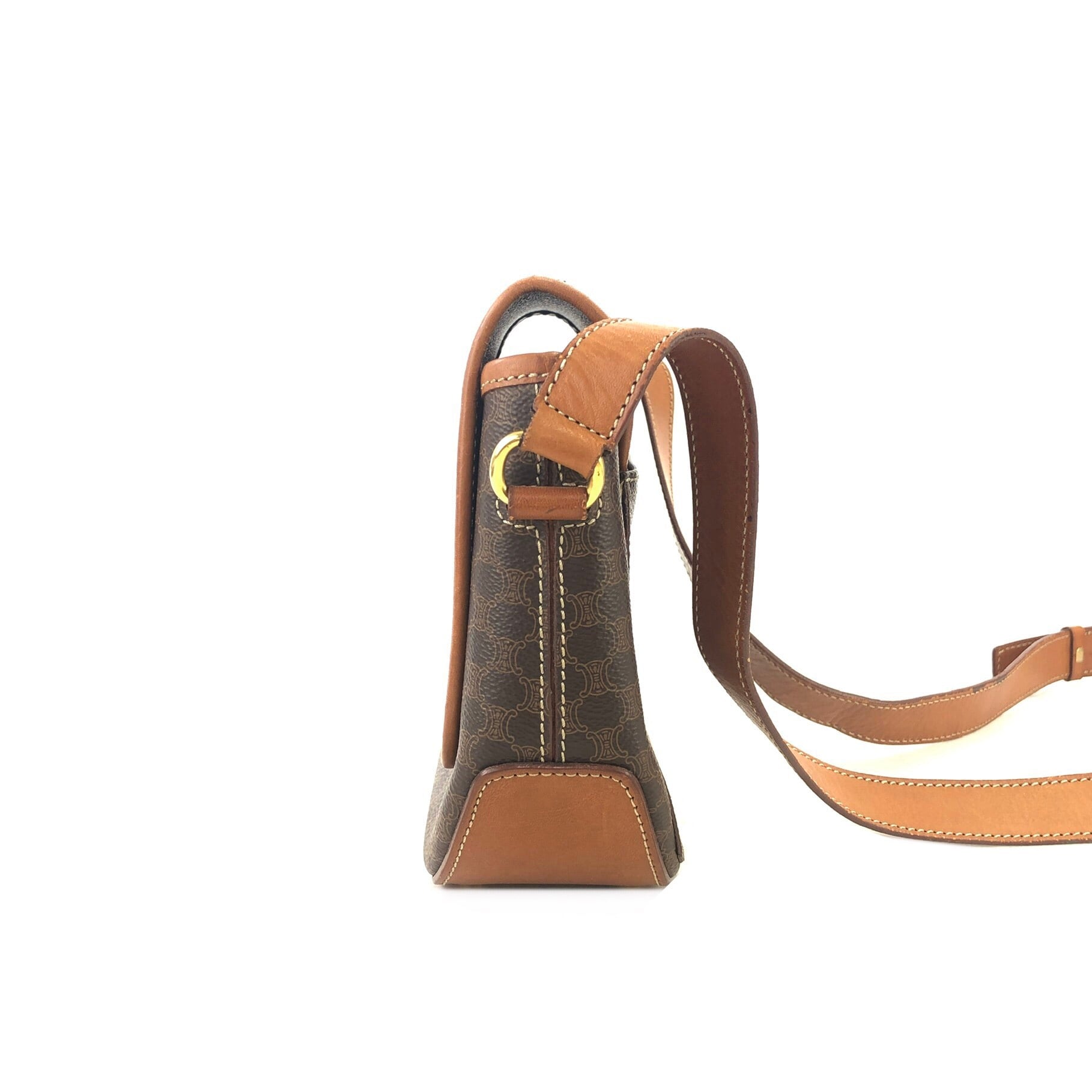 CELINE セリーヌ マカダム ロゴチャーム フラップ ショルダーバッグ