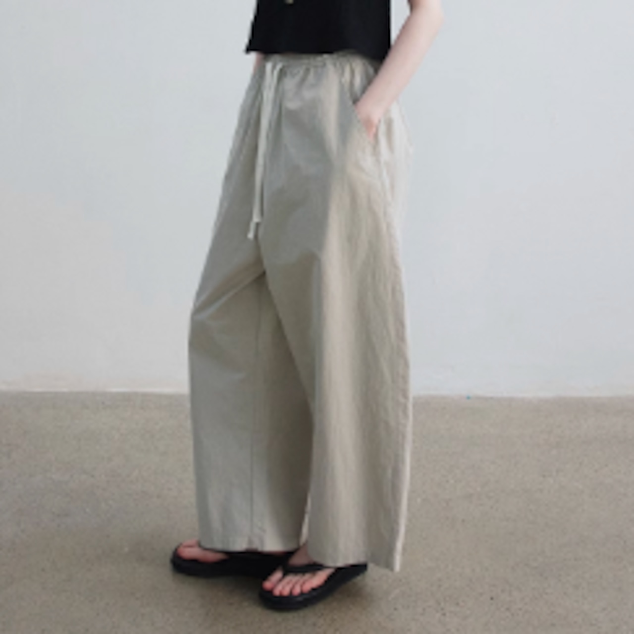 Wide Leg Pants with Elastic Waist T0560