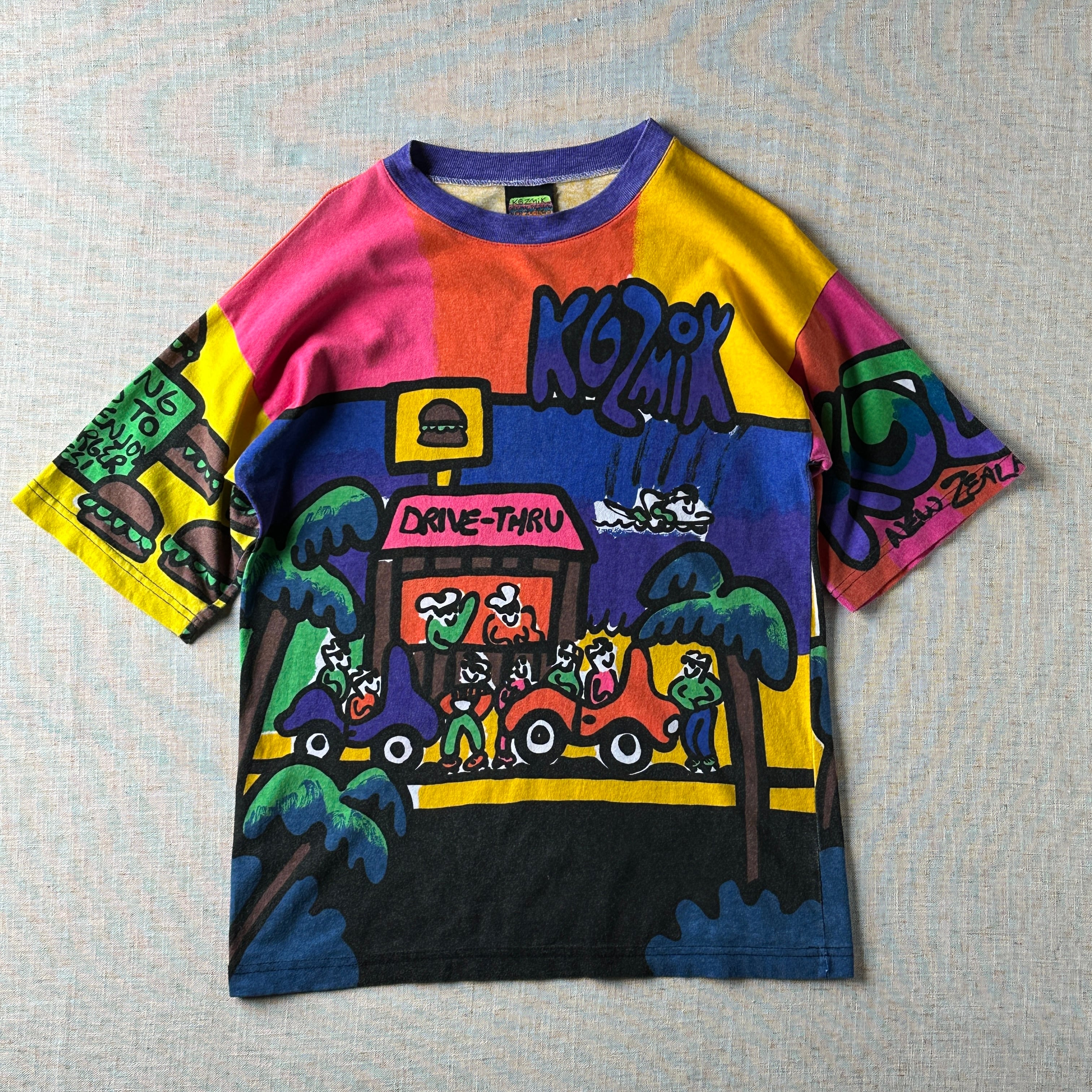 90's KOZMIK All Over Print Art T-Shirt Unisex S-M Made in USA