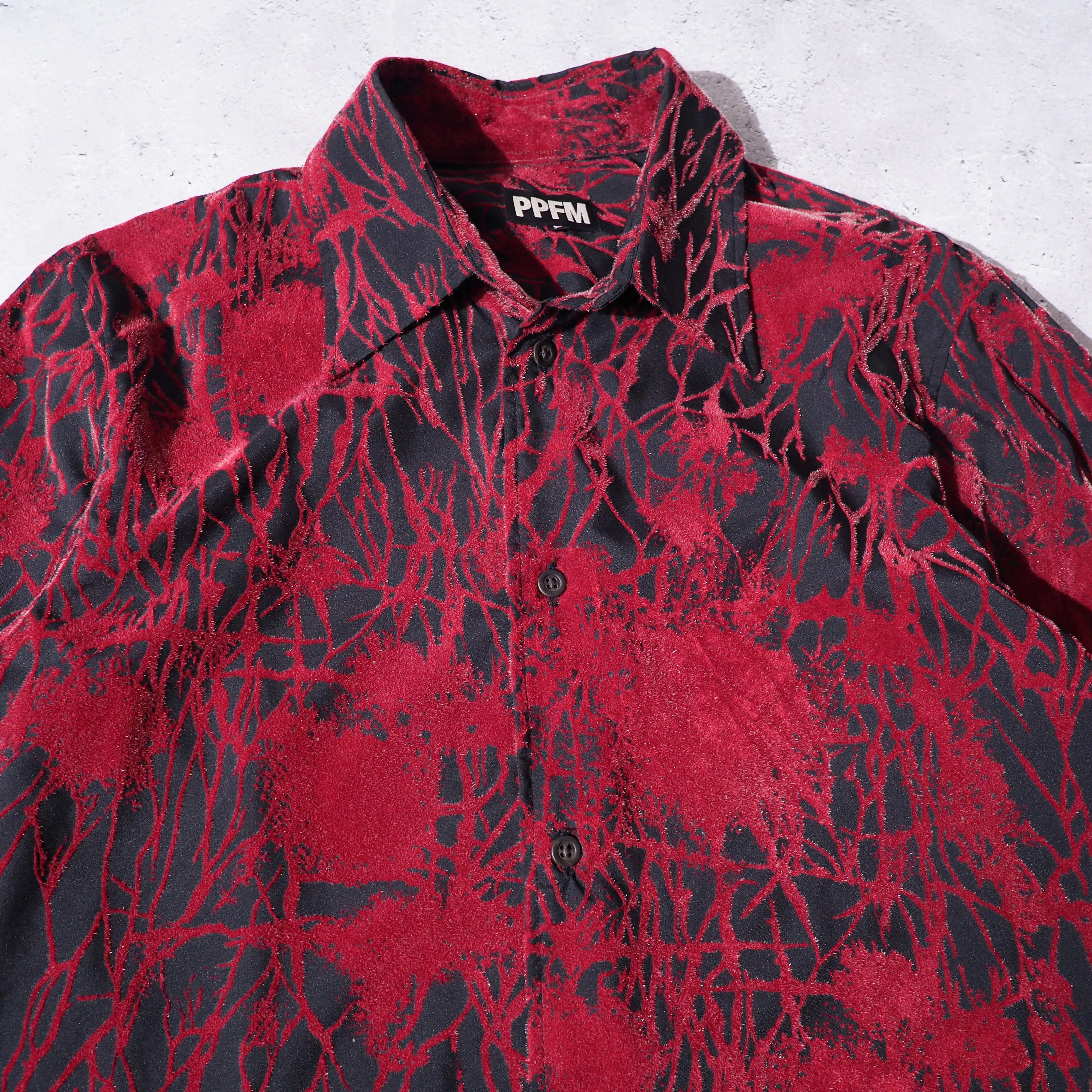 2000s ” PPFM ” Cracked corduroy pattern embbossed mode shirt