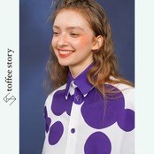 【2color】ポルカドット　クラシカルPOPビッグシャツC0153