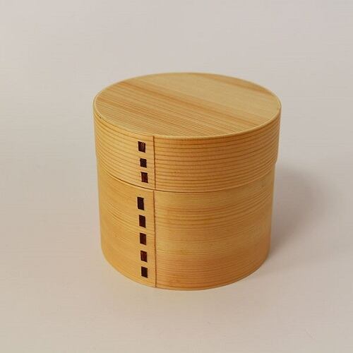 曲げわっぱ 丸二段 未使用 丸二段 わっぱ弁当箱／大館工芸社（おおたてこうげいしゃ