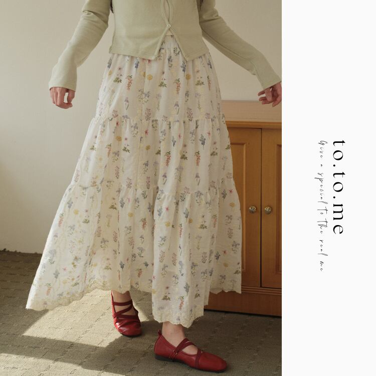 Oil painting-style floral skirt 00319