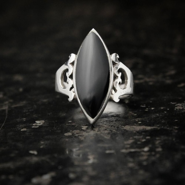Vintage Southwestern Silver Ring [STERLING × Enamel] Two Hoop Design