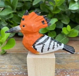 木製の鳥の彫刻品　ヤツガシラ　g-155