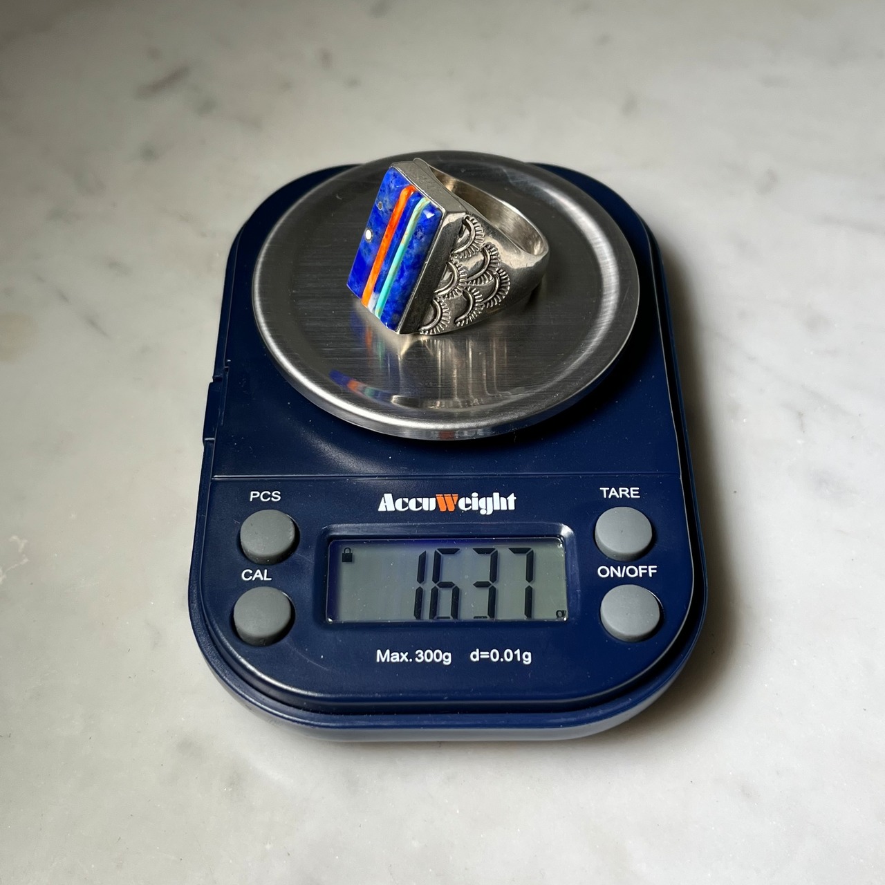 VERONICA BENALLY silver multi stone inlay ring