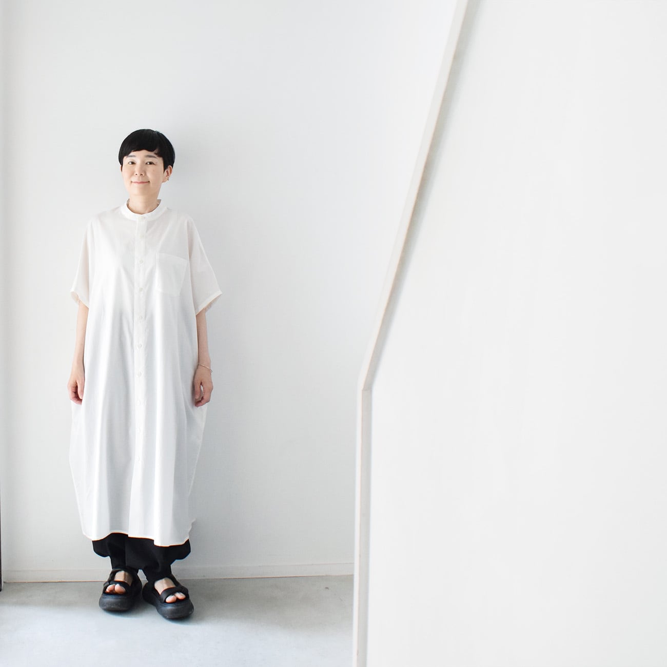 コットン100％ 半袖シャツワンピース：白［OP03SHWT］ | skep-online shop