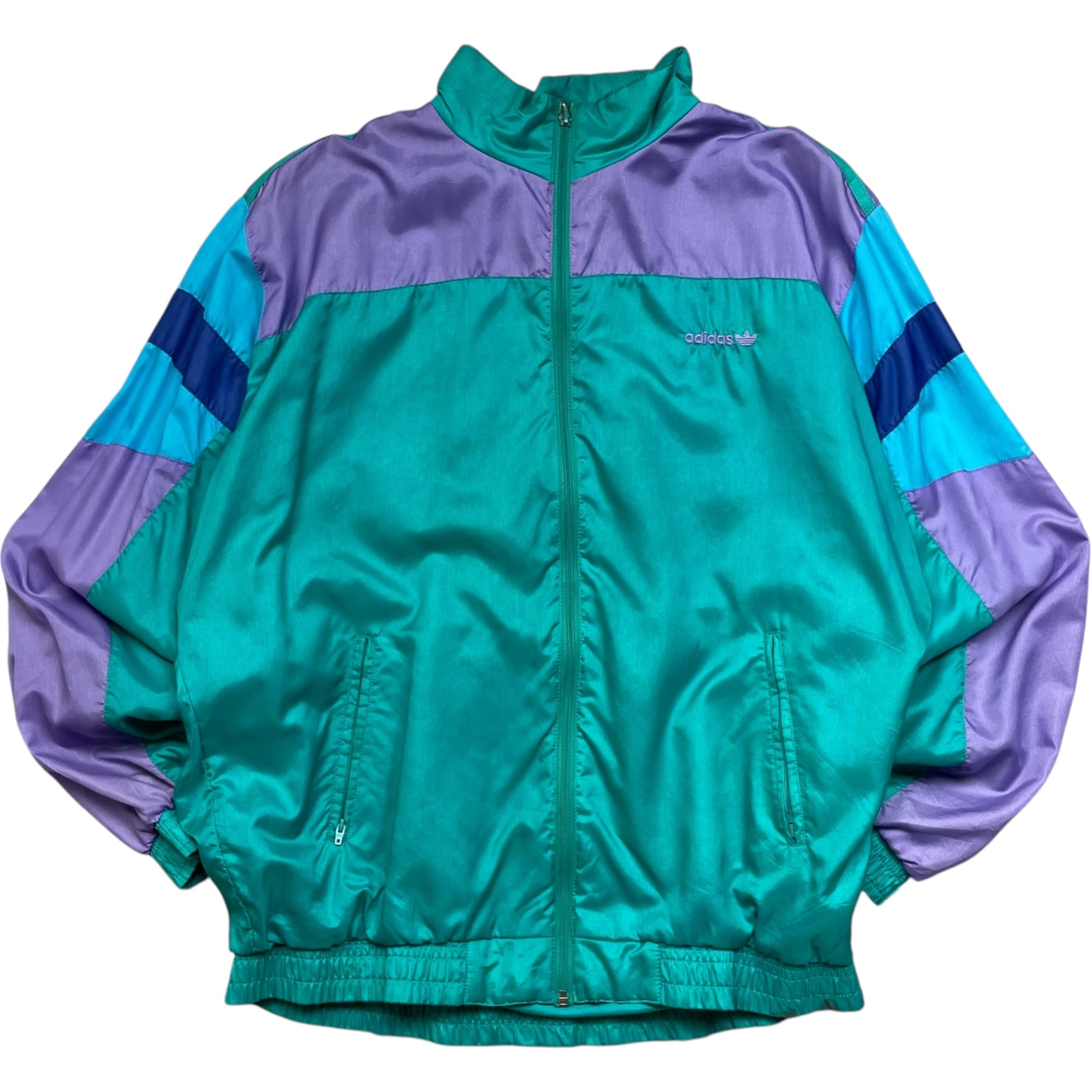 《M》 adidas アディダス ナイロンジャケット 刺繍ロゴ マルチカラー 80年代 vintage no.5850