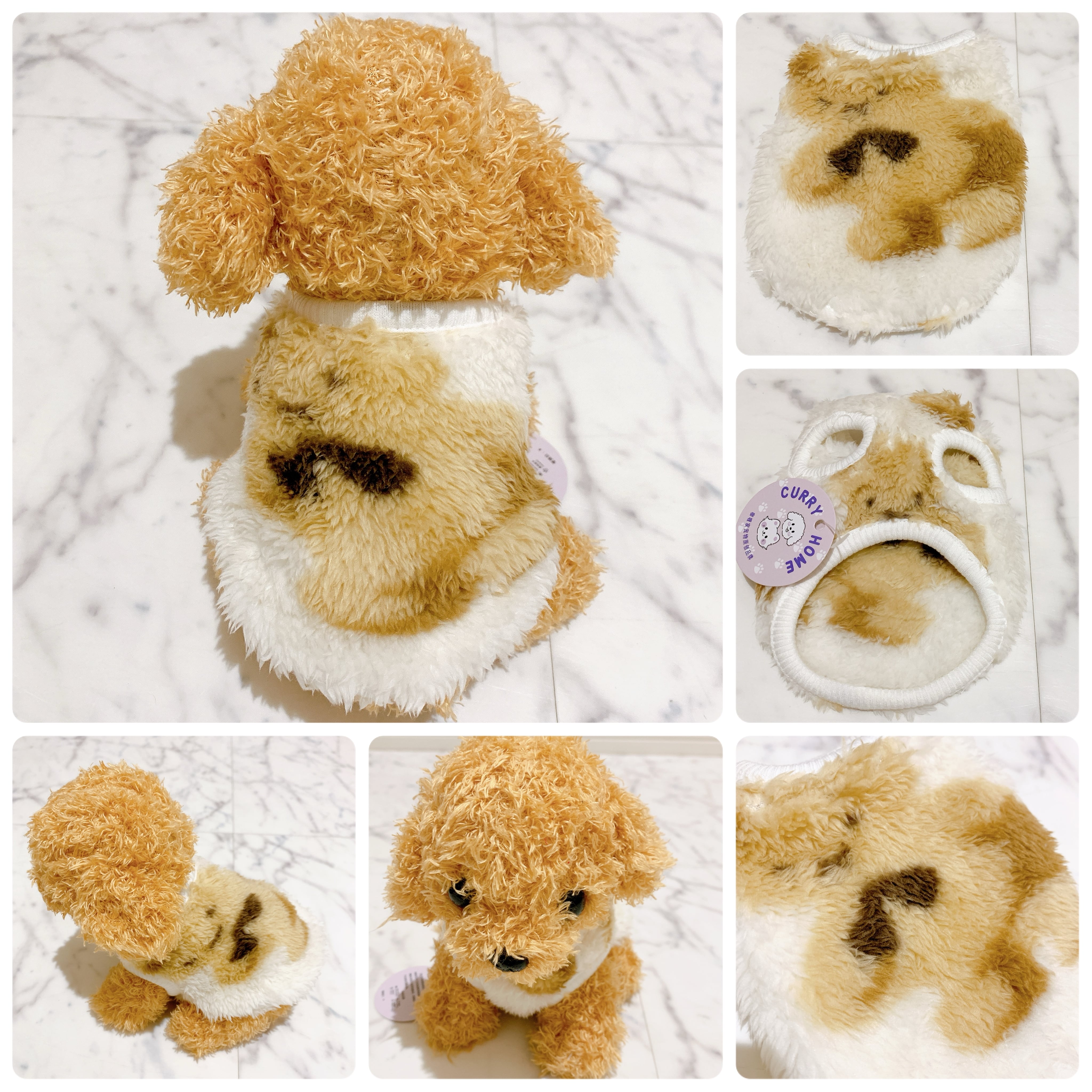 犬服　くまレオちゃん　ハンドメイド 犬服 猫服 ペット服 超小型 パピー犬 冬用 ボアくまちゃん:3XS.XXS