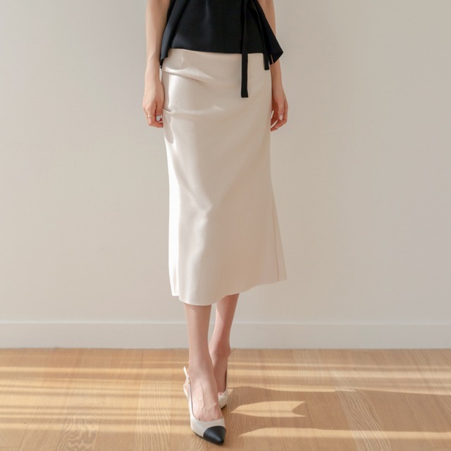 ハイウエスト タイトスカート-ホワイト