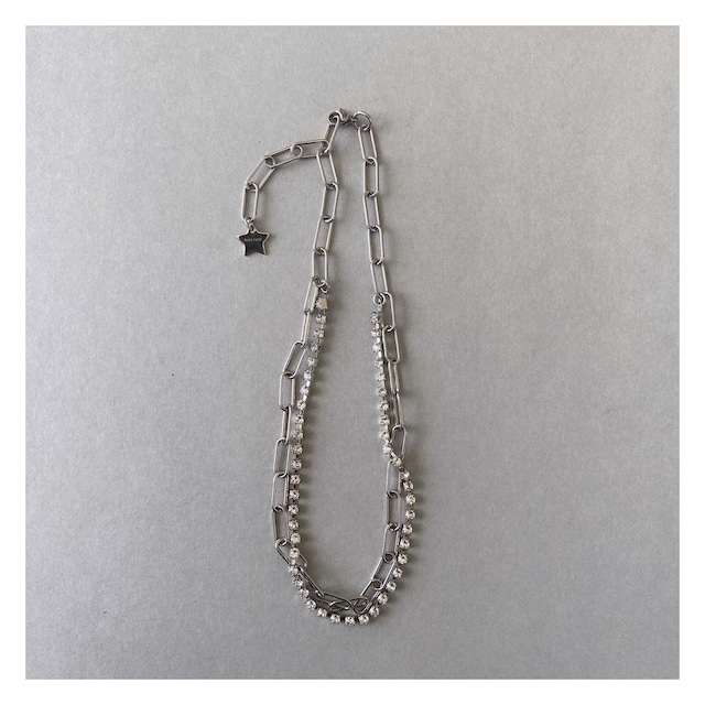 Double Line Chain Clear Glass Necklace