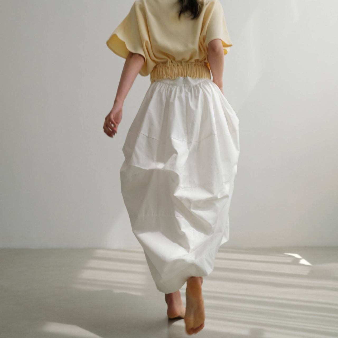 drape maxi-length gathered flare skirt  T4440