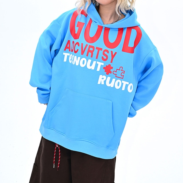 グッドロゴパズルプリントフーディ 2col R01128