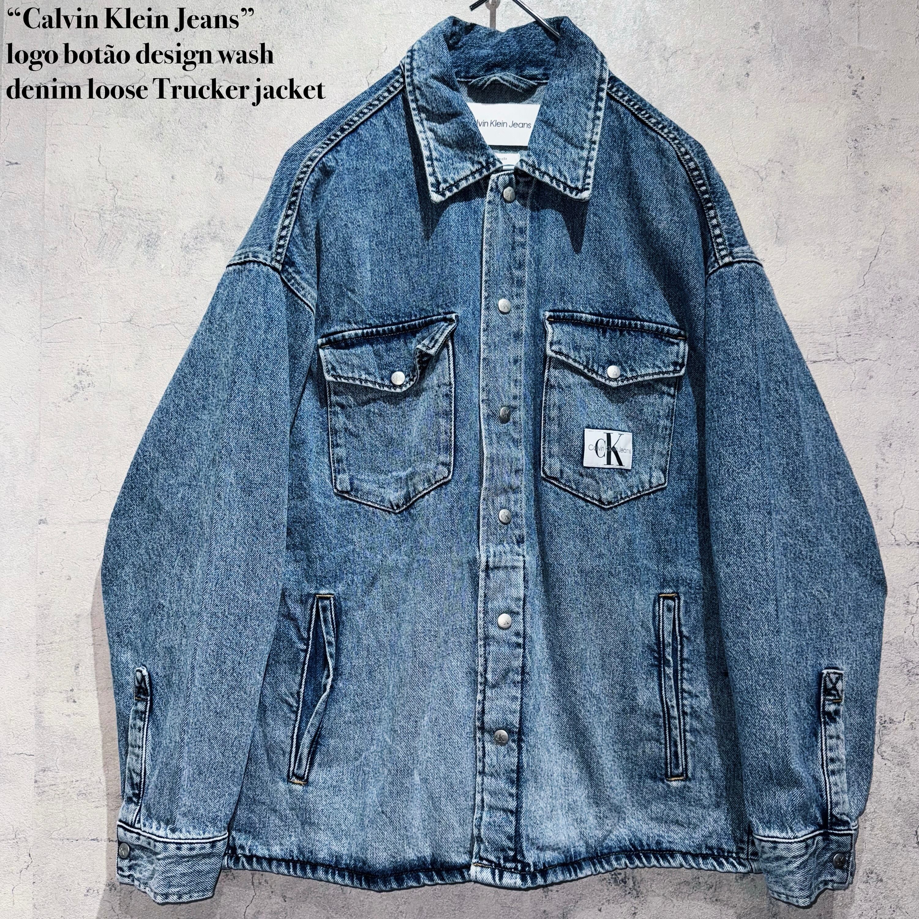 “Calvin Klein Jeans”logo botão design wash denim loose Trucker jacket