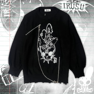 チェーンジッパースカルラビットダメージニット(2カラーあり)(lli_6355)