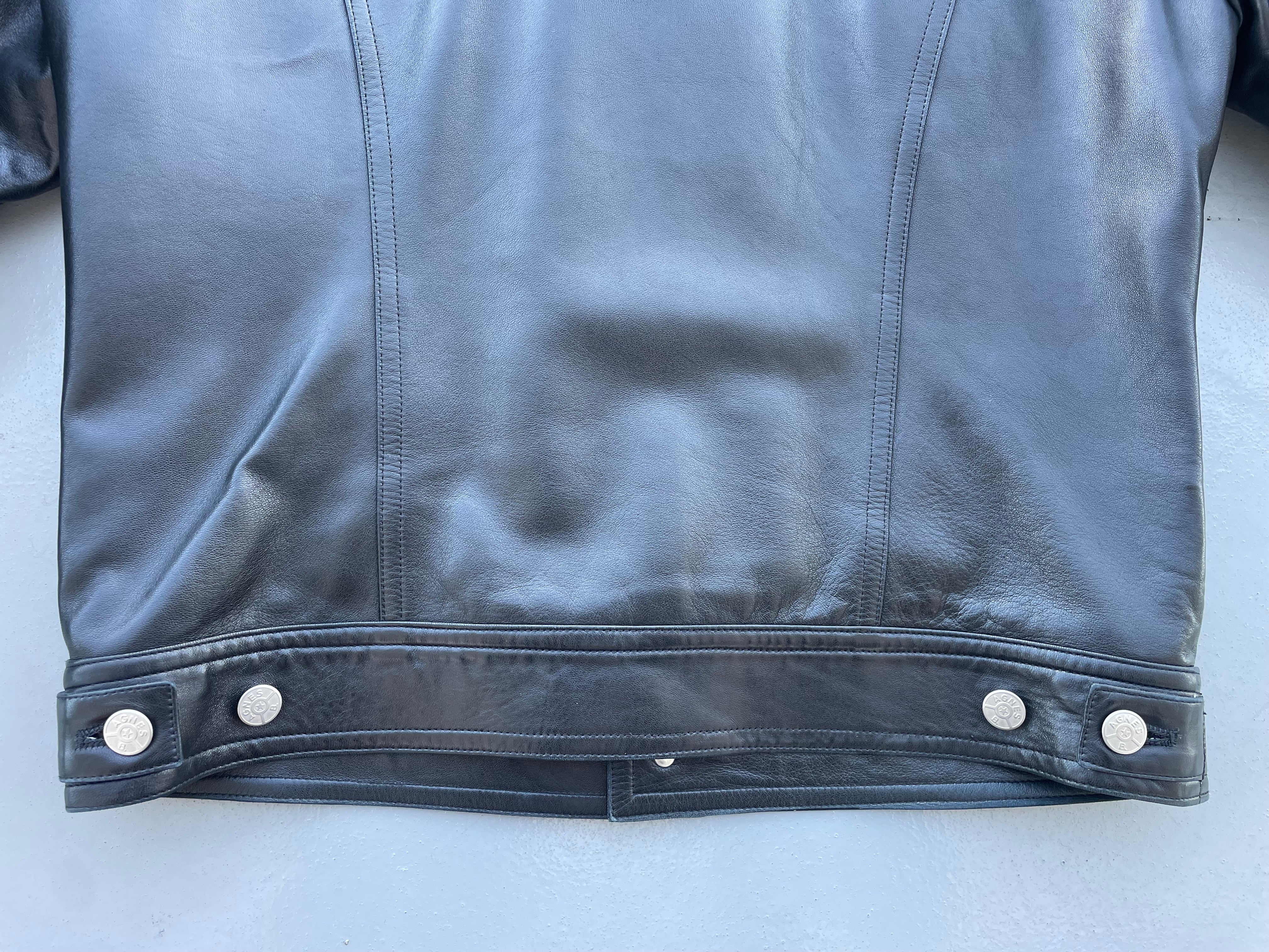 Agnes.b Special Leather Tracker Jacket Black‼︎ France Made!! 90s