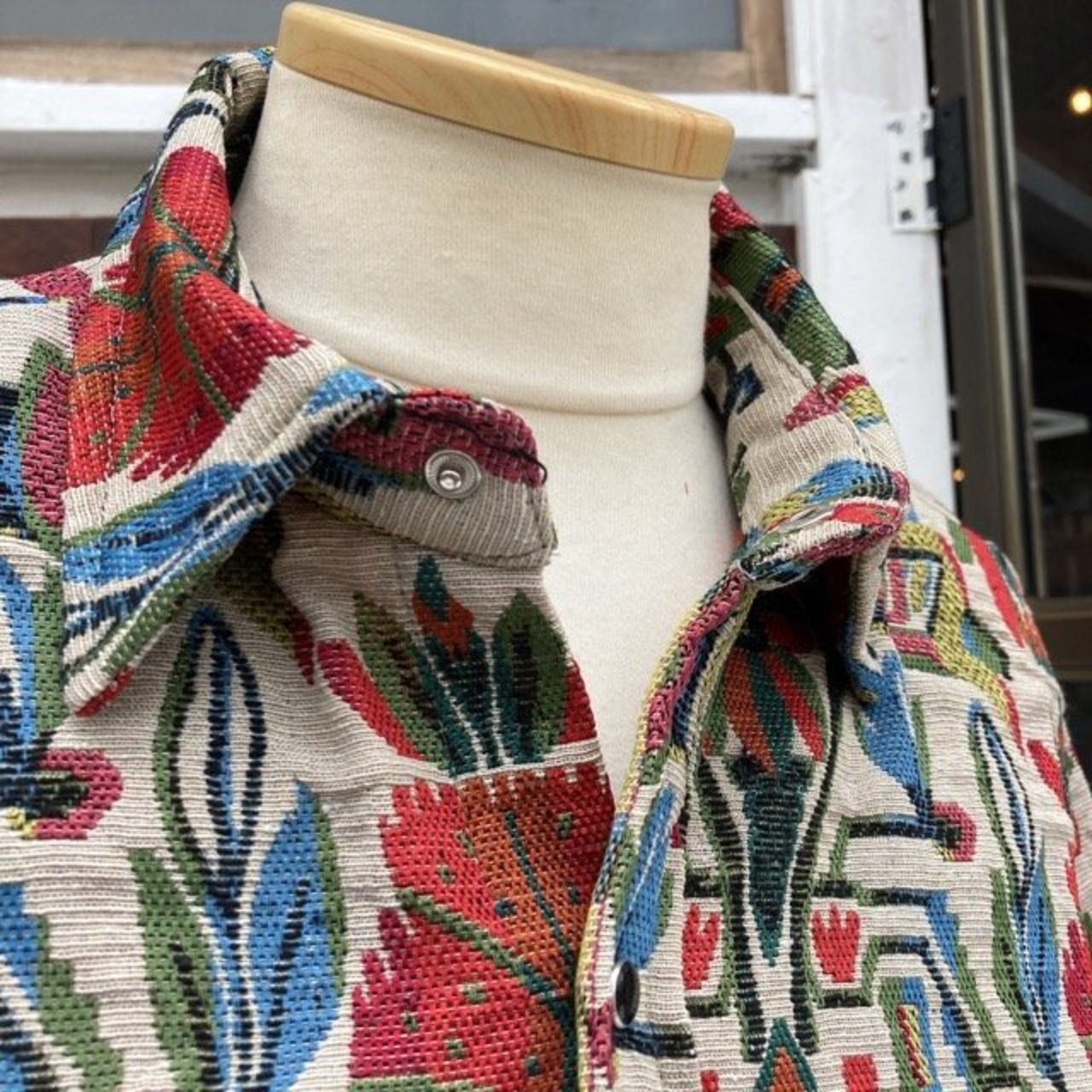TOPANGA Men's 　ジャガードフラワーシャツジャケット　ベージュ