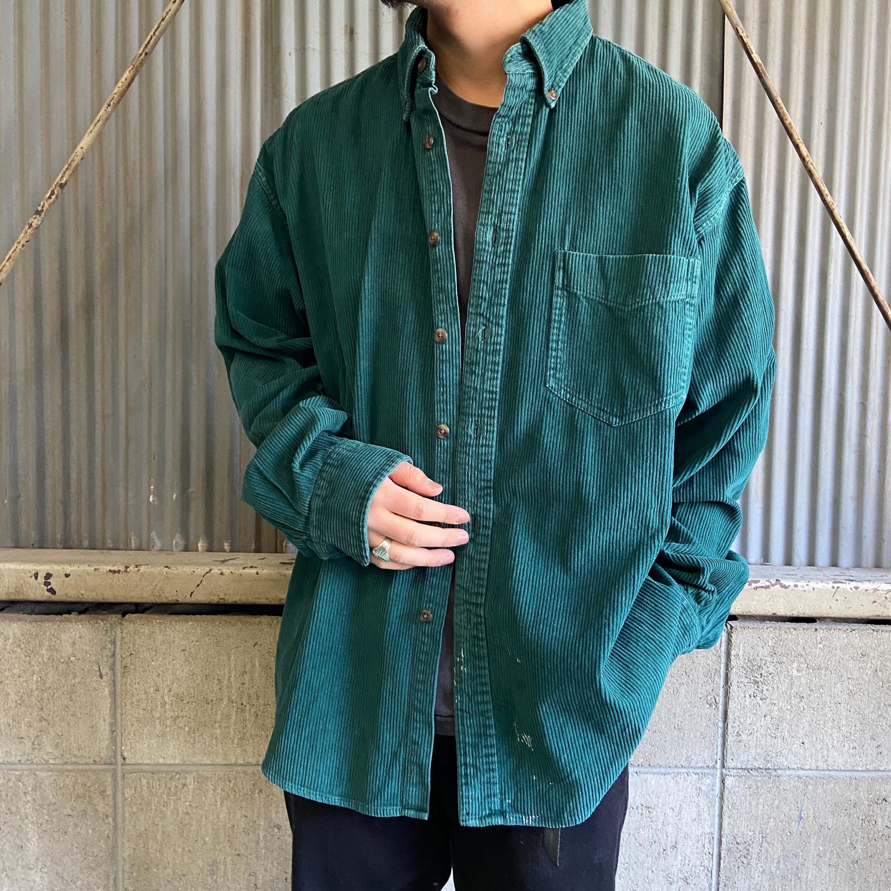 90年代 J.CREW ジェイクルー 太畝 コーデュロイシャツ メンズXL 古着 