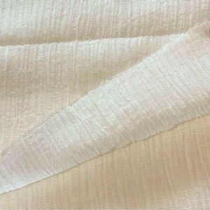 ★NO043◆3m◆綿ポリエステル混ワッシャーシースルー生地◆アイボリー