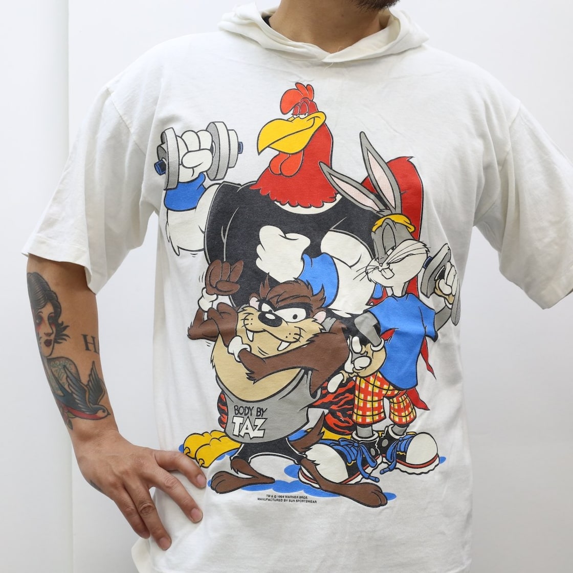 USED USA製 90年代 サンスポーツウェア 半袖 フード付き Tシャツ 