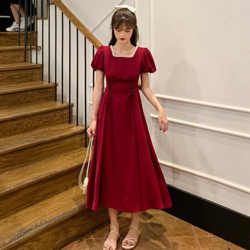 スプリングスタンダードレーススリムサマードレス レトロ 春物 夏物 YY-ファッション16877315589