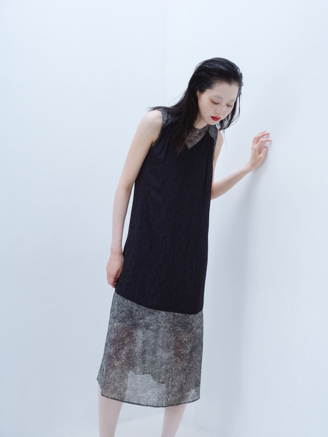 RITSUKO KARITA See-through layered dress（two piece・ensemble)〔plain〕/Dotblack
