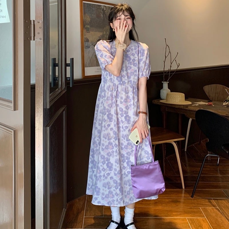 サマースカート ドレス フローラルスリーブAライン 夏物 花柄 1号婦人27652934834