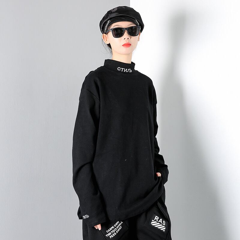 【新作】【送料無料】 ヨーロッパのステーション2020冬の新しいプルオーバーストレッチTシャツドロップオフクロスボーダーファッションブランドの個性長袖トップ658-アリババ ロング ウィンター 冬物 ヨーロピアン 162rolker55486659916