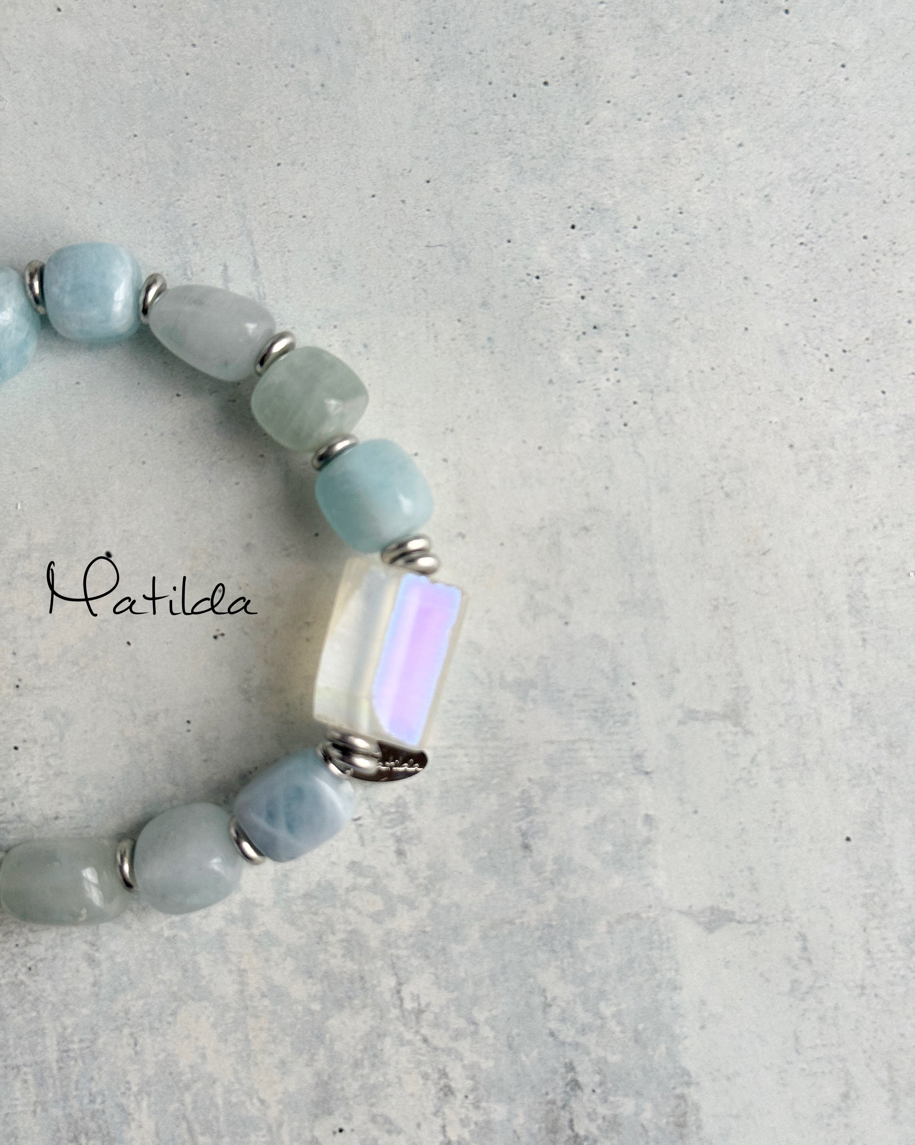 bicolor bracelet(アクアマリン×クォーツ)