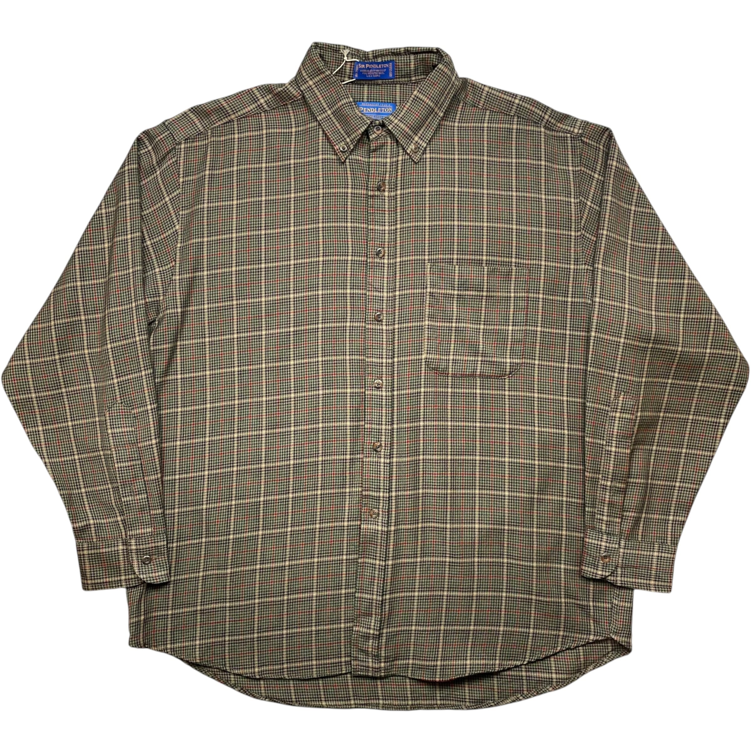 《XL》 PENDLETON ペンドルトン ウールシャツ 千鳥格子柄 左胸ポケット no.10021