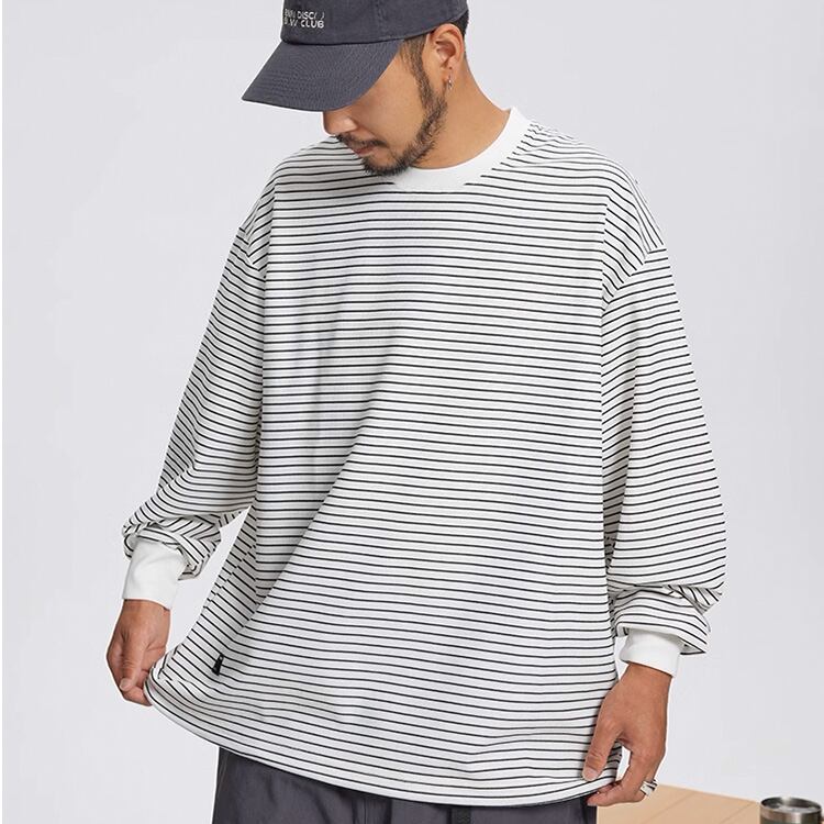 ★COLOR CONTRAST STRIPE SHIRT TOP　　　A0737