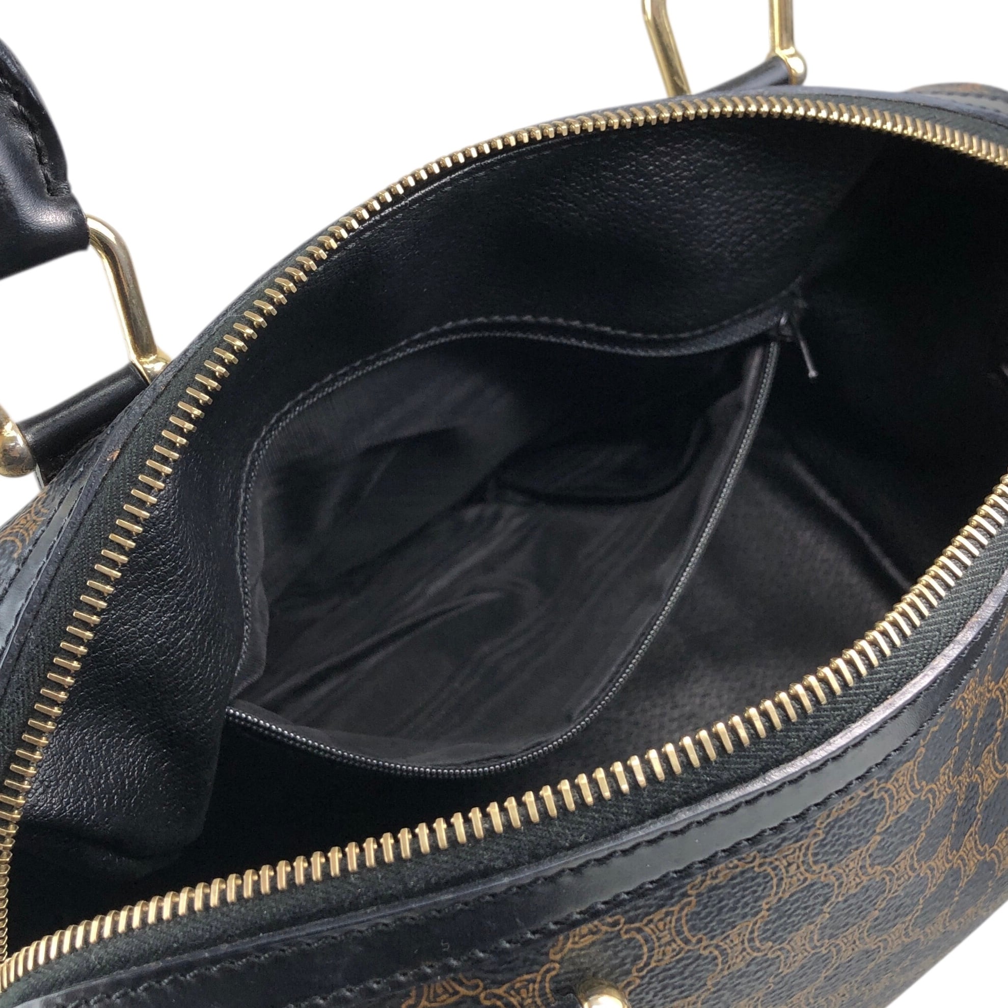 CELINE セリーヌ マカダム ボストンバッグ ブラック PVCレザー vintage