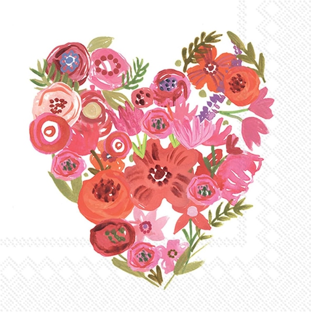 【IHR】バラ売り2枚 カクテルサイズ ペーパーナプキン Valentines Chic Heart ホワイト