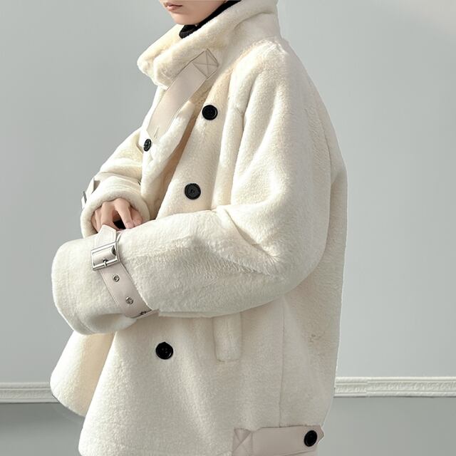 予約販売】ボアコート ブルゾン Pコート メンズ スタンドカラー