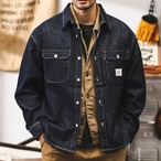 Denim Oversized Button-Down Shirt ◇H0511