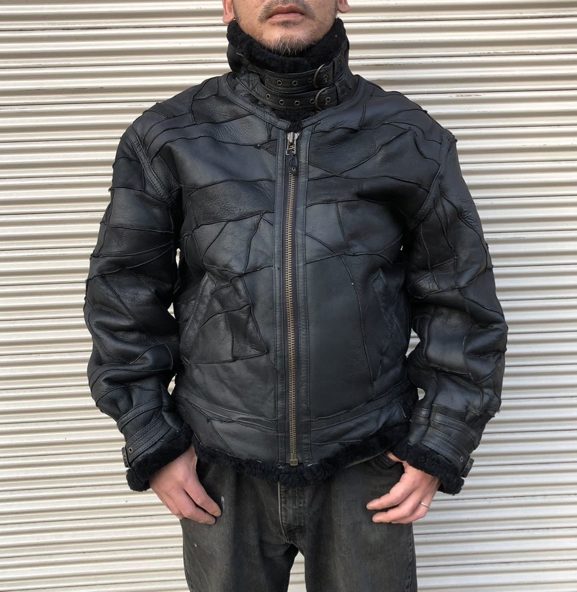 ムートン 熱せ パッチワーク B-3 フライトジャケット 羊革 ムートン 熱せ パッチワーク B-3 フライトジャケット 羊革