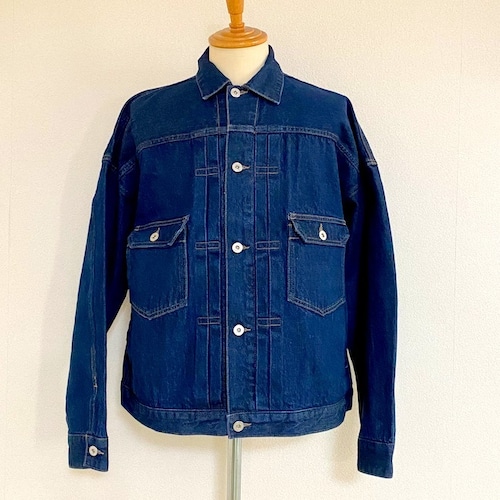 Over Size Denim 2nd Jacket　Indigo Denim / Sage Nylon