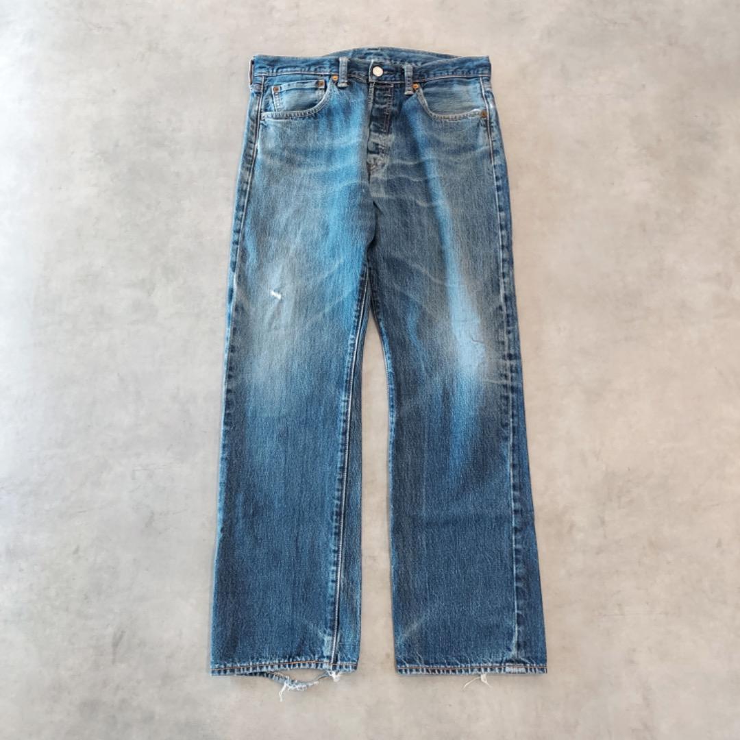 リーバイス501 Levis W32 ブルーデニム 青 ヒゲ 古着 16020